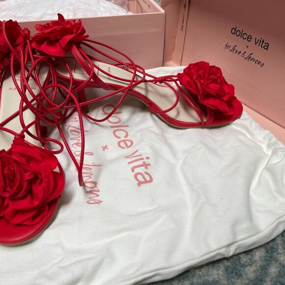 Sophia Red Rose Heels Dolce Vita For Love and Lemons US 8.5 UK 39.5 Wrap Around - Picture 6 of 6